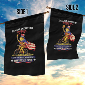 Proud American Humor Patriotic Frog On Bicycle Graphic Garden Flag Imagine A Country So Great Pride TS02 Print Your Wear