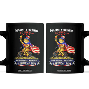 Proud American Humor Patriotic Frog On Bicycle Graphic Coffee Mug Imagine A Country So Great Pride TS02 Black Print Your Wear