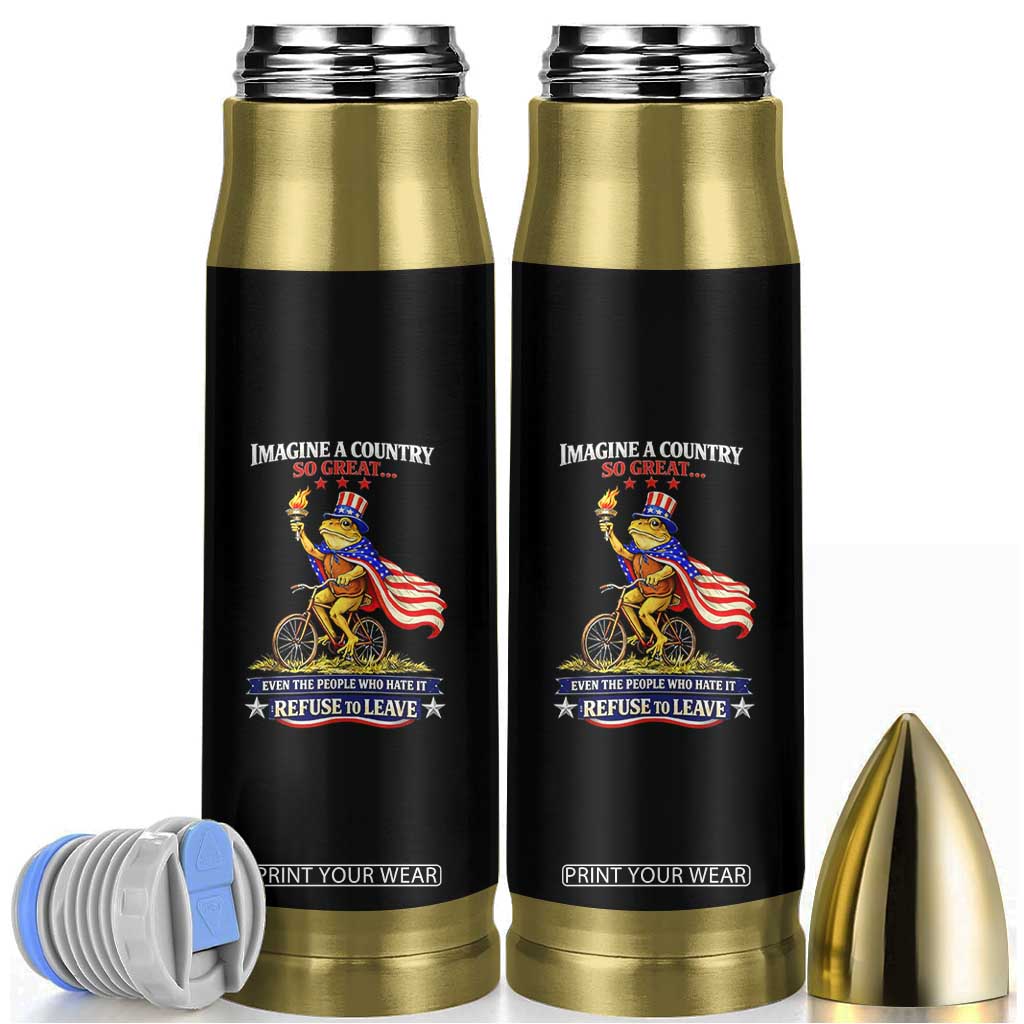 Proud American Humor Patriotic Frog On Bicycle Graphic Bullet Tumbler Imagine A Country So Great Pride TS02 Black Print Your Wear