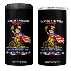 Proud American Humor Patriotic Frog On Bicycle Graphic 4 in 1 Can Cooler Tumbler Imagine A Country So Great Pride TS02 One Size: 16 oz Black Print Your Wear