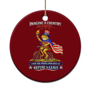 Proud American Humor Patriotic Frog On Bicycle Graphic Ceramic Ornament Imagine A Country So Great Pride TS02 1pc Red Print Your Wear