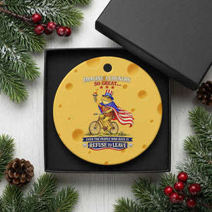 Proud American Humor Patriotic Frog On Bicycle Graphic Ceramic Ornament Imagine A Country So Great Pride TS02 1pc Yellow Cheese Print Your Wear