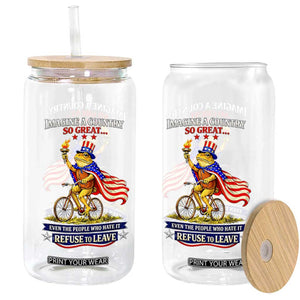 Proud American Humor Patriotic Frog On Bicycle Graphic Glass Can Imagine A Country So Great Pride TS02 Print Your Wear