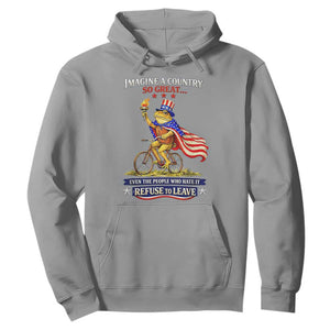 Proud American Humor Patriotic Frog On Bicycle Graphic Hoodie Imagine A Country So Great Pride TS02 Sport Gray Print Your Wear