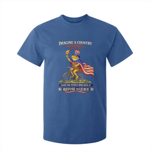 Proud American Humor Patriotic Frog On Bicycle Graphic T Shirt For Kid Imagine A Country So Great Pride TS02 Royal Blue Print Your Wear
