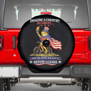 Proud American Humor Patriotic Frog On Bicycle Graphic Spare Tire Cover Imagine A Country So Great Pride TS02 Black Print Your Wear