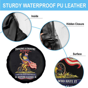 Proud American Humor Patriotic Frog On Bicycle Graphic Spare Tire Cover Imagine A Country So Great Pride TS02 Print Your Wear