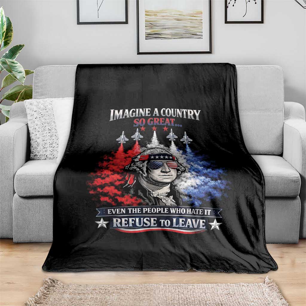 Patriotic George Washington Sunglasses and Fighter Jets Throw Blanket Imagine A Country So Great Pride TS02 Print Your Wear