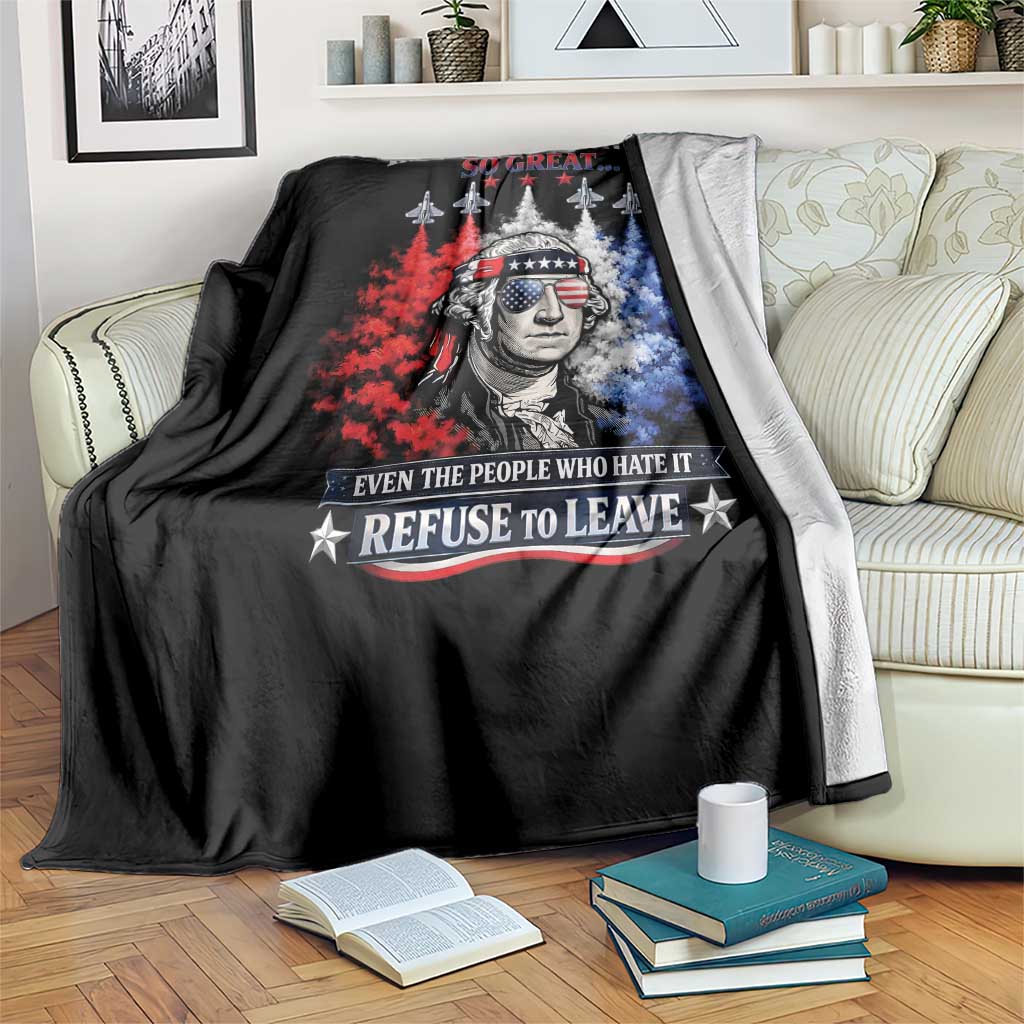 Patriotic George Washington Sunglasses and Fighter Jets Throw Blanket Imagine A Country So Great Pride TS02 Print Your Wear