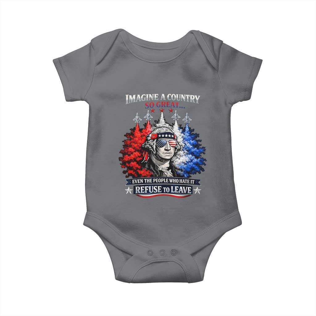 Patriotic George Washington Sunglasses and Fighter Jets Baby Onesie Imagine A Country So Great Pride TS02 Charcoal Print Your Wear