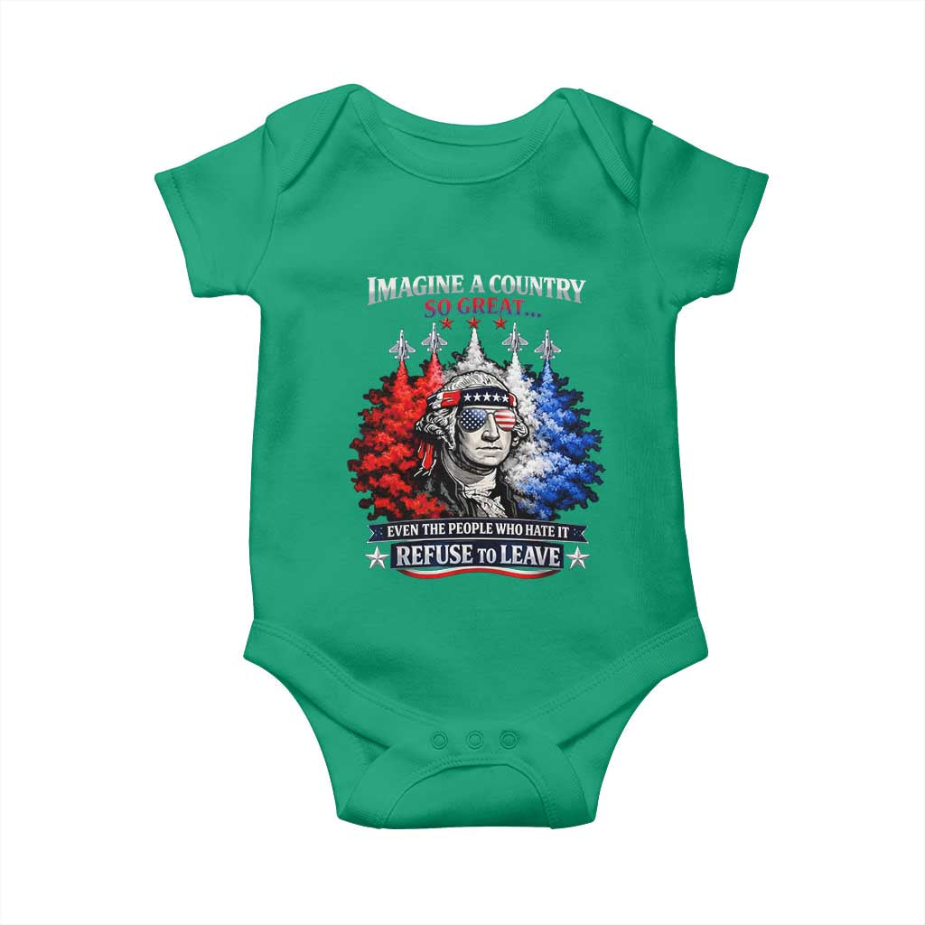 Patriotic George Washington Sunglasses and Fighter Jets Baby Onesie Imagine A Country So Great Pride TS02 Irish Green Print Your Wear
