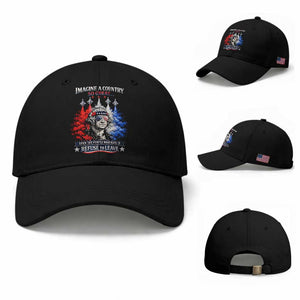 Patriotic George Washington Sunglasses and Fighter Jets Baseball Cap Imagine A Country So Great Pride TS02 Baseball Cap Universal Fit Black Print Your Wear