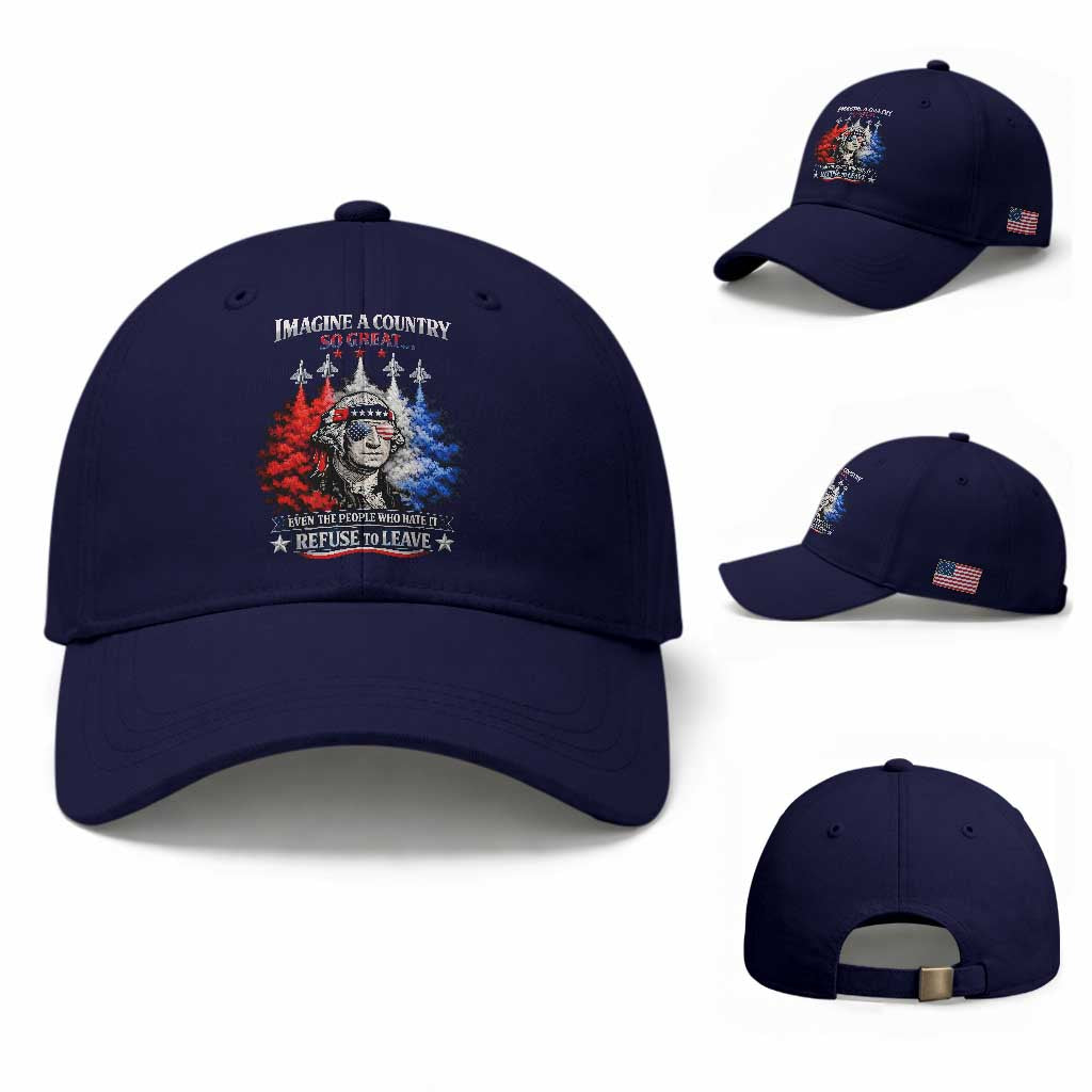 Patriotic George Washington Sunglasses and Fighter Jets Baseball Cap Imagine A Country So Great Pride TS02 Baseball Cap Universal Fit Dark Blue Print Your Wear