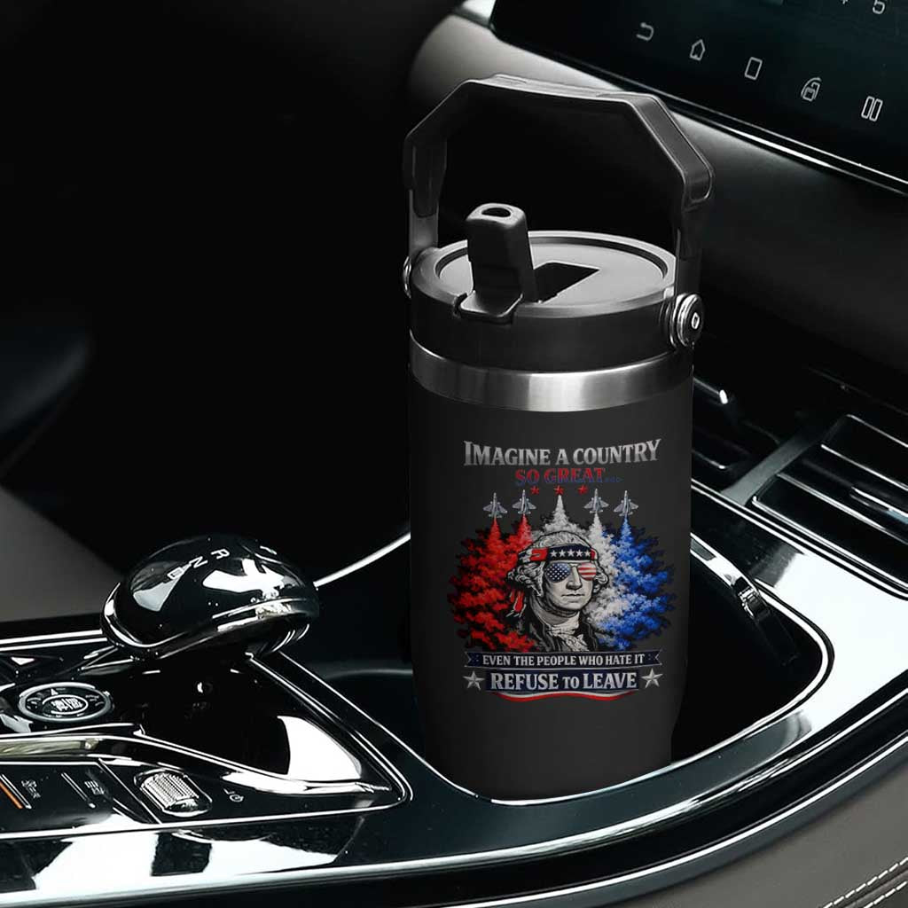 Patriotic George Washington Sunglasses and Fighter Jets Flip Straw Tumbler Imagine A Country So Great Pride TS02 Print Your Wear