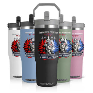 Patriotic George Washington Sunglasses and Fighter Jets Flip Straw Tumbler Imagine A Country So Great Pride TS02 Print Your Wear