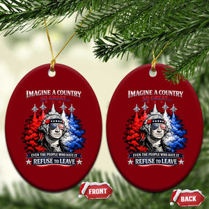 Patriotic George Washington Sunglasses and Fighter Jets Ceramic Ornament Imagine A Country So Great Pride TS02 Print Your Wear