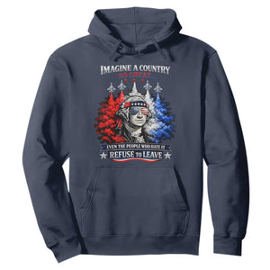Patriotic George Washington Sunglasses and Fighter Jets Hoodie Imagine A Country So Great Pride TS02 Navy Print Your Wear