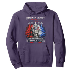 Patriotic George Washington Sunglasses and Fighter Jets Hoodie Imagine A Country So Great Pride TS02 Purple Print Your Wear