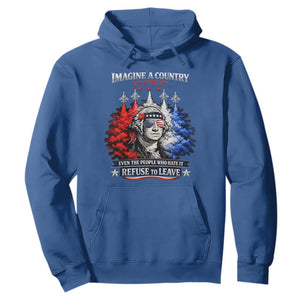 Patriotic George Washington Sunglasses and Fighter Jets Hoodie Imagine A Country So Great Pride TS02 Royal Blue Print Your Wear