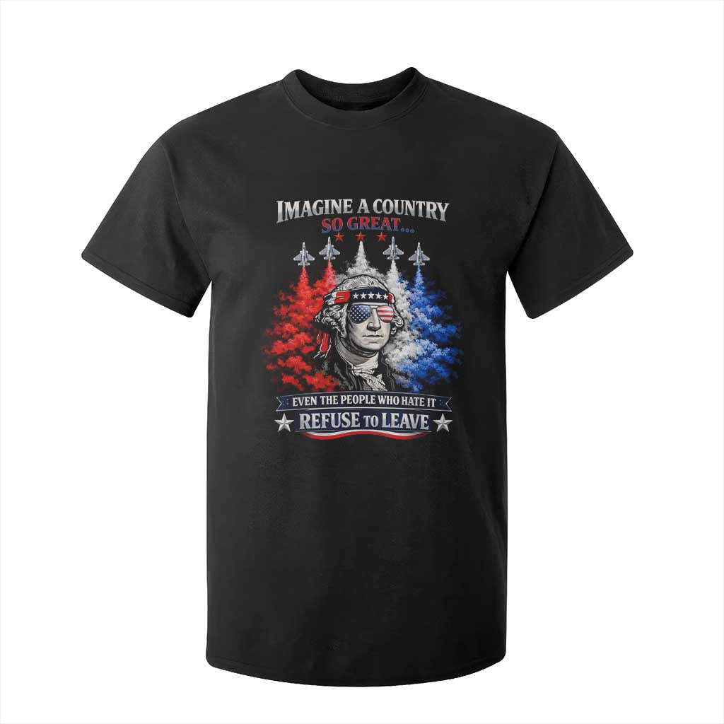 Patriotic George Washington Sunglasses and Fighter Jets T Shirt For Kid Imagine A Country So Great Pride TS02 Black Print Your Wear
