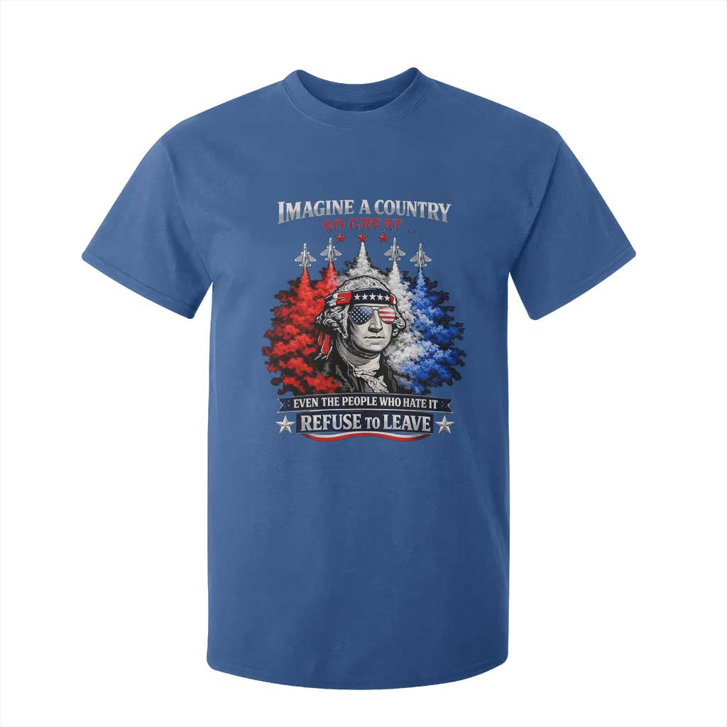 Patriotic George Washington Sunglasses and Fighter Jets T Shirt For Kid Imagine A Country So Great Pride TS02 Royal Blue Print Your Wear