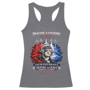 Patriotic George Washington Sunglasses and Fighter Jets Racerback Tank Top Imagine A Country So Great Pride TS02 Charcoal Print Your Wear