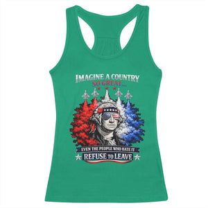 Patriotic George Washington Sunglasses and Fighter Jets Racerback Tank Top Imagine A Country So Great Pride TS02 Irish Green Print Your Wear