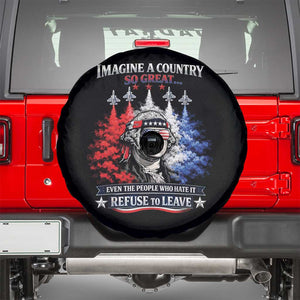 Patriotic George Washington Sunglasses and Fighter Jets Spare Tire Cover Imagine A Country So Great Pride TS02 Black Print Your Wear