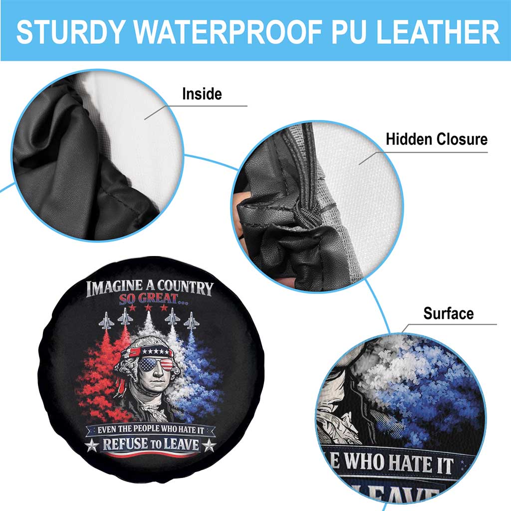 Patriotic George Washington Sunglasses and Fighter Jets Spare Tire Cover Imagine A Country So Great Pride TS02 Print Your Wear