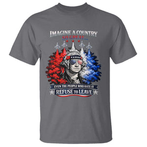 Patriotic George Washington Sunglasses and Fighter Jets T Shirt Imagine A Country So Great Pride TS02 Charcoal Print Your Wear