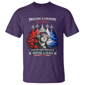 Patriotic George Washington Sunglasses and Fighter Jets T Shirt Imagine A Country So Great Pride TS02 Purple Print Your Wear