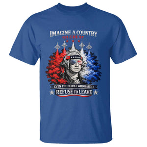 Patriotic George Washington Sunglasses and Fighter Jets T Shirt Imagine A Country So Great Pride TS02 Royal Blue Print Your Wear