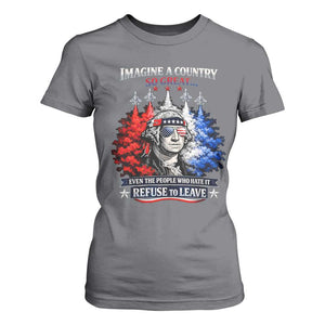 Patriotic George Washington Sunglasses and Fighter Jets T Shirt For Women Imagine A Country So Great Pride TS02 Charcoal Print Your Wear