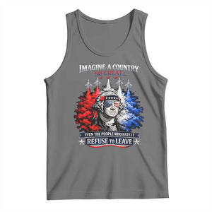 Patriotic George Washington Sunglasses and Fighter Jets Tank Top Imagine A Country So Great Pride TS02 Black Heather Print Your Wear