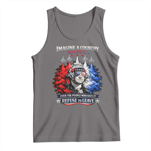 Patriotic George Washington Sunglasses and Fighter Jets Tank Top Imagine A Country So Great Pride TS02 Deep Heather Print Your Wear