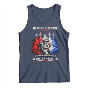 Patriotic George Washington Sunglasses and Fighter Jets Tank Top Imagine A Country So Great Pride TS02 Navy Print Your Wear