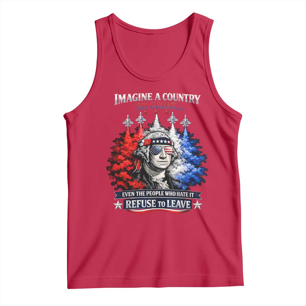 Patriotic George Washington Sunglasses and Fighter Jets Tank Top Imagine A Country So Great Pride TS02 Red Print Your Wear