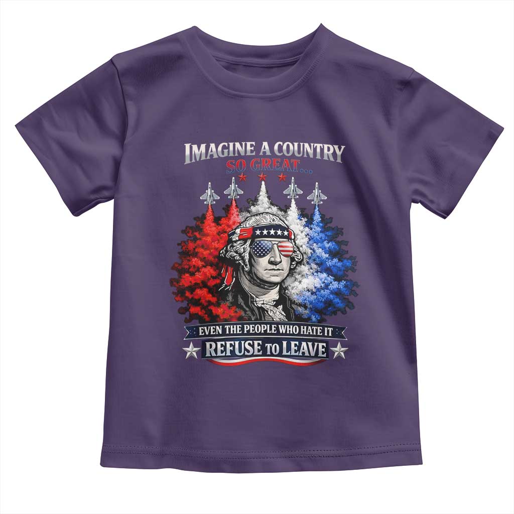 Patriotic George Washington Sunglasses and Fighter Jets Toddler T Shirt Imagine A Country So Great Pride TS02 Purple Print Your Wear