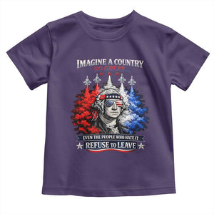 Patriotic George Washington Sunglasses and Fighter Jets Toddler T Shirt Imagine A Country So Great Pride TS02 Purple Print Your Wear