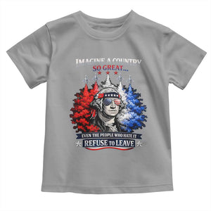 Patriotic George Washington Sunglasses and Fighter Jets Toddler T Shirt Imagine A Country So Great Pride TS02 Sport Gray Print Your Wear