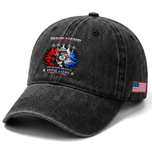 Patriotic George Washington Sunglasses and Fighter Jets Washed Cotton Baseball Cap Imagine A Country So Great Pride TS02 Print Your Wear