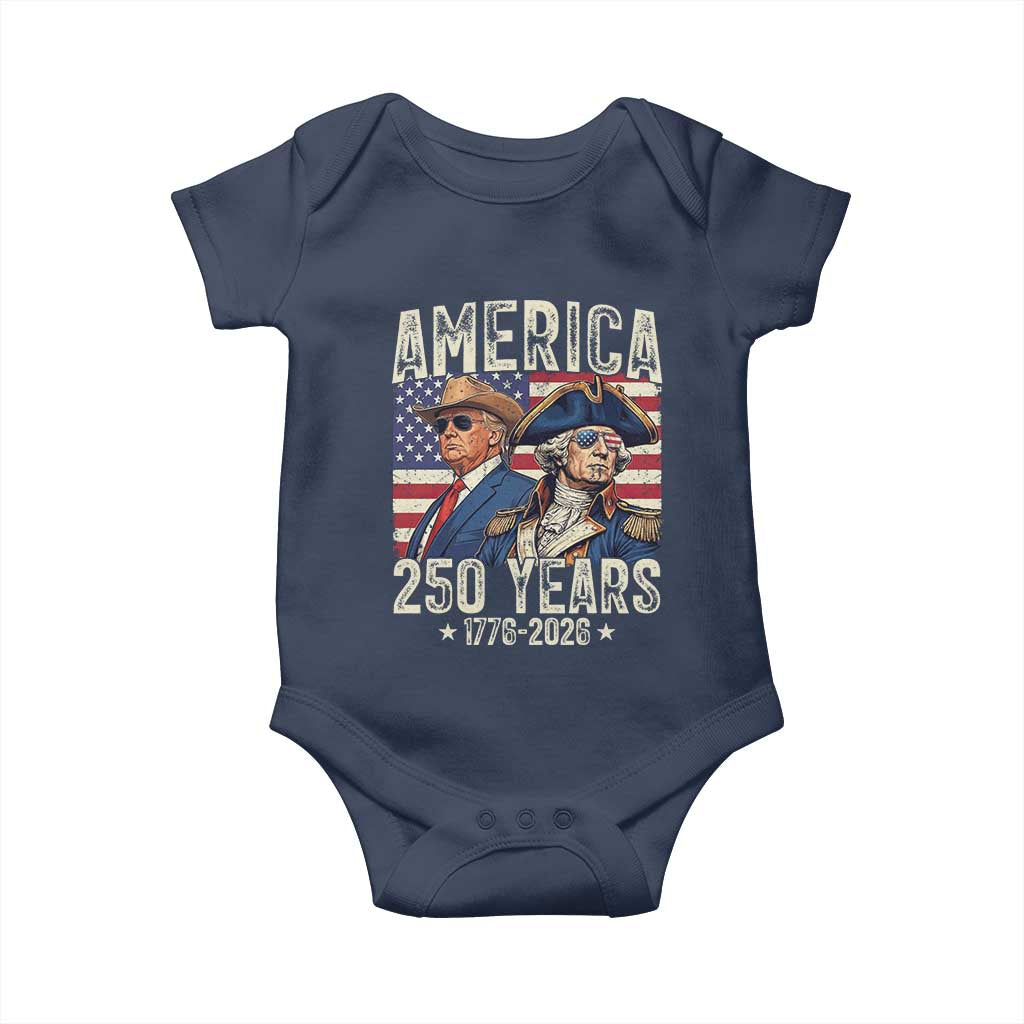 America Semiquincentennial George Washington and Trump Baby Onesie 250 Years 1776-2026 Patriotic Founding Fathers Legacy TS02 Navy Print Your Wear