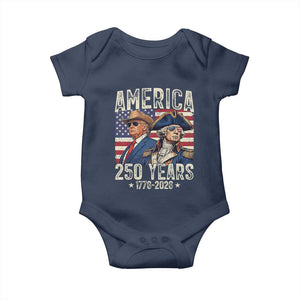 America Semiquincentennial George Washington and Trump Baby Onesie 250 Years 1776-2026 Patriotic Founding Fathers Legacy TS02 Navy Print Your Wear
