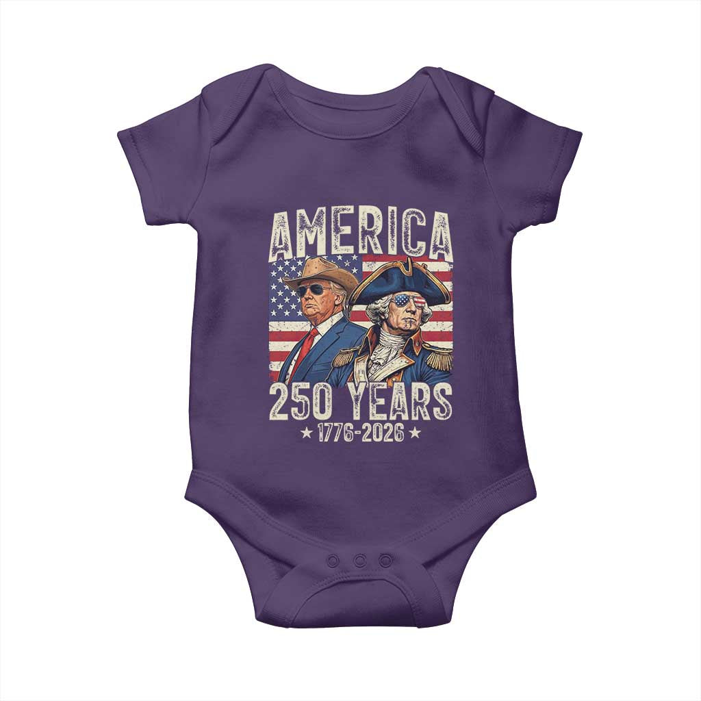 America Semiquincentennial George Washington and Trump Baby Onesie 250 Years 1776-2026 Patriotic Founding Fathers Legacy TS02 Purple Print Your Wear