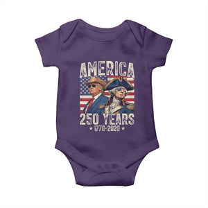 America Semiquincentennial George Washington and Trump Baby Onesie 250 Years 1776-2026 Patriotic Founding Fathers Legacy TS02 Purple Print Your Wear