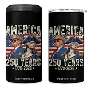 America Semiquincentennial George Washington and Trump 4 in 1 Can Cooler Tumbler 250 Years 1776-2026 Patriotic Founding Fathers Legacy TS02 One Size: 16 oz Black Print Your Wear