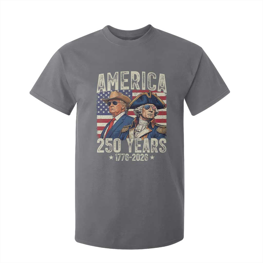 America Semiquincentennial George Washington and Trump T Shirt For Kid 250 Years 1776-2026 Patriotic Founding Fathers Legacy TS02 Charcoal Print Your Wear
