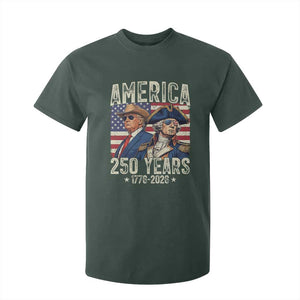 America Semiquincentennial George Washington and Trump T Shirt For Kid 250 Years 1776-2026 Patriotic Founding Fathers Legacy TS02 Dark Forest Green Print Your Wear