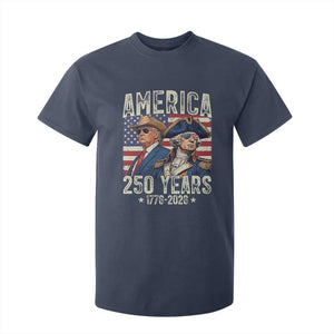 America Semiquincentennial George Washington and Trump T Shirt For Kid 250 Years 1776-2026 Patriotic Founding Fathers Legacy TS02 Navy Print Your Wear