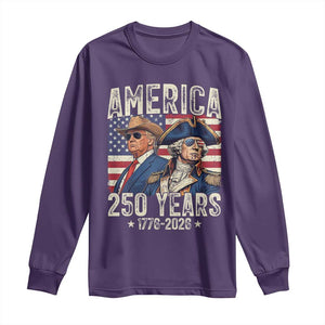 America Semiquincentennial George Washington and Trump Long Sleeve Shirt 250 Years 1776-2026 Patriotic Founding Fathers Legacy TS02 Purple Print Your Wear